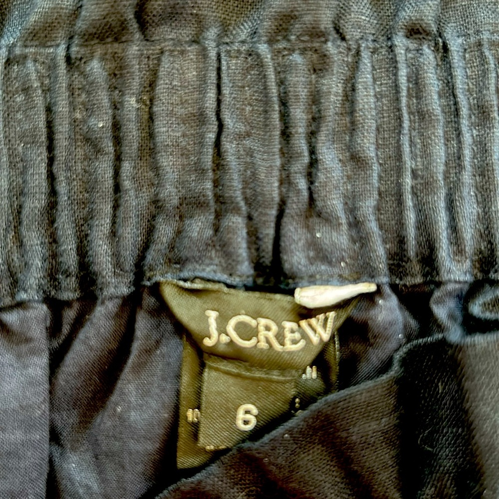 J. CREW NWOT Navy size 6 linen paper bag waist skirt with pockets - Picture 3 of 7